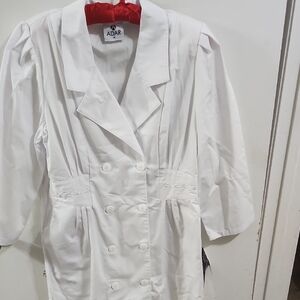 Adar Universal White Fitted Medical Scrub Dress Embroidered Size 16